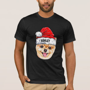 Pomeranian Terrier Christmas Hat Dog Big T-Shirt