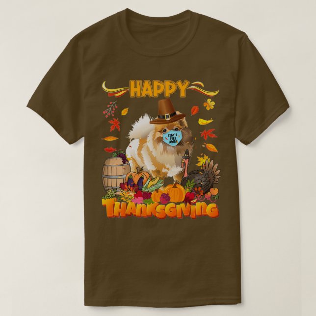 Pomeranian thanksgiving T-Shirt (Design Front)