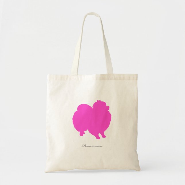 Pomeranian Tote Bag (pink silhouette) (Front)