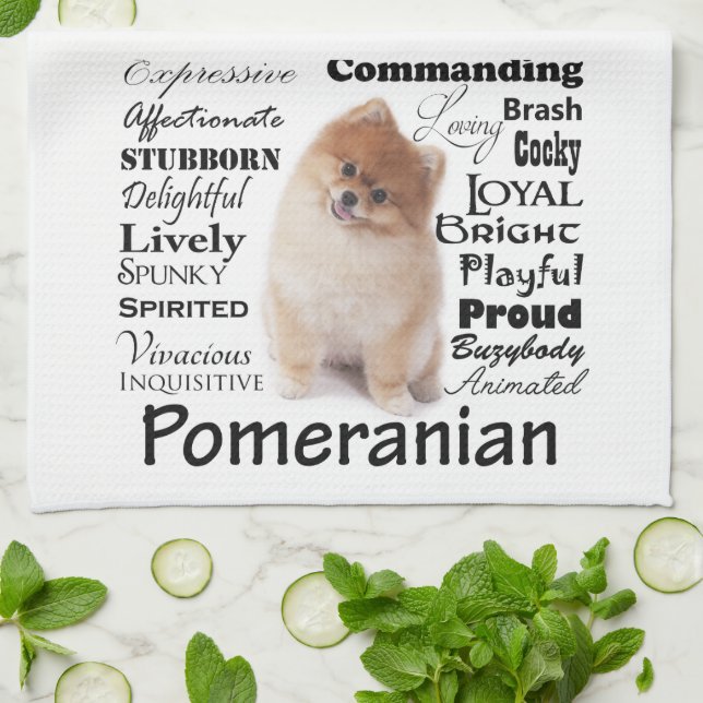 Pomeranian Traits Kitchen Towel (Folded)