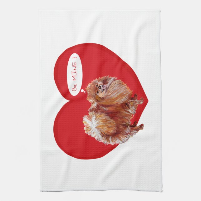 Pomeranian Valentine Kitchen Towel (Vertical)
