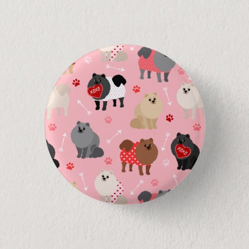 Pomeranian Valentine Pattern Button