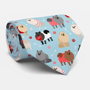 Pomeranian Valentine Pattern Neck Tie