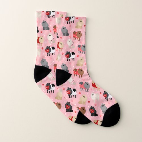 Pomeranian Valentine Pattern Socks