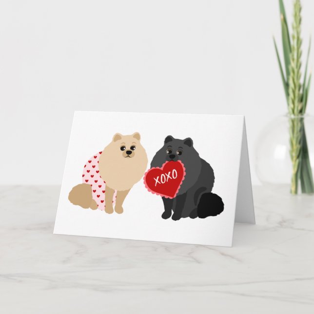 Pomeranian Valentine's Day Holiday Card (Front)