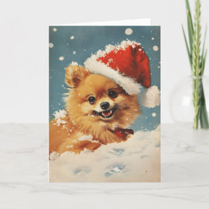 Pomeranian vintage personalized Christmas Holiday Card