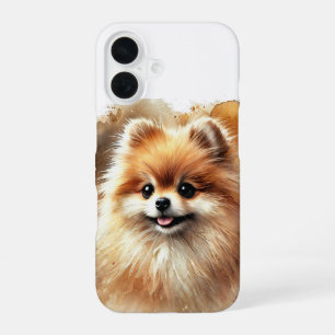 Pomeranian Watercolor Art iPhone 16 Case