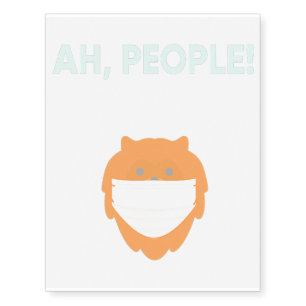 Pomeranian Wearing A Mask Temporary Tattoos