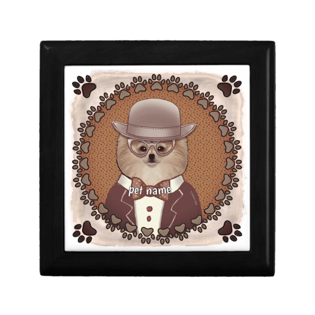 Pomeranian wearing glasses gift box  (Front)