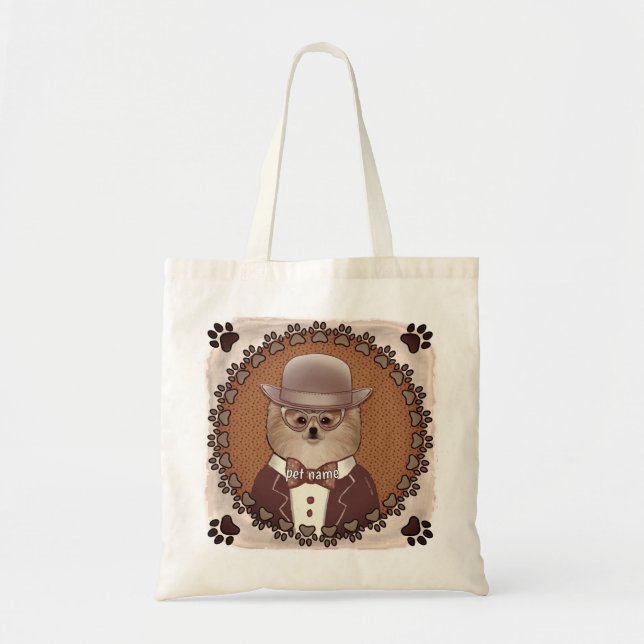 Pomeranian wearing glasses Tote Bag (Front)