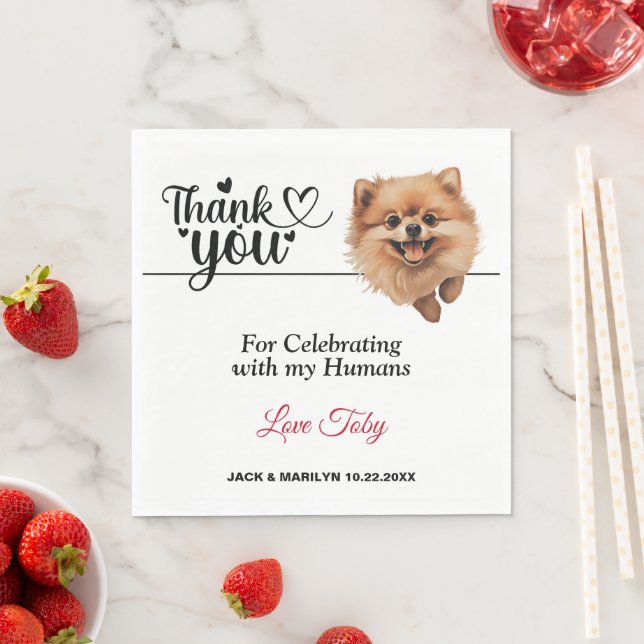 Pomeranian Wedding Thank You Napkins (Insitu)