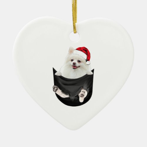 Pomeranian White _ dog Christmas Pocket Mid Ceramic Ornament