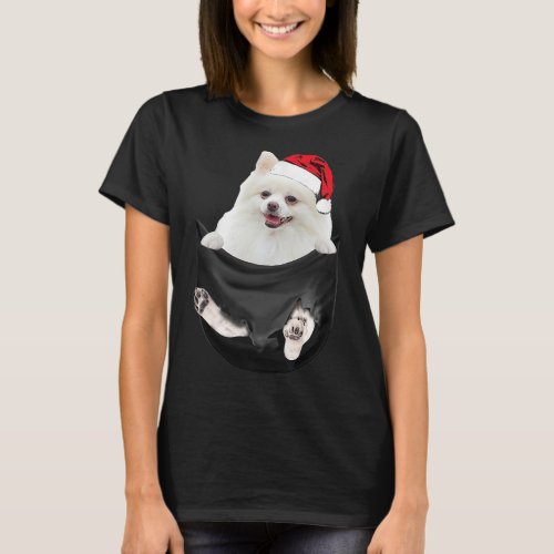 Pomeranian White _ dog Christmas Pocket Mid T_Shirt
