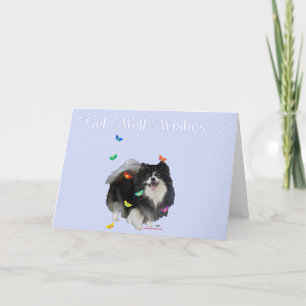 Pomeranian with Butterflies Get Well Card