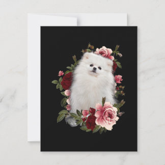 Pomeranian With Flower Note Card