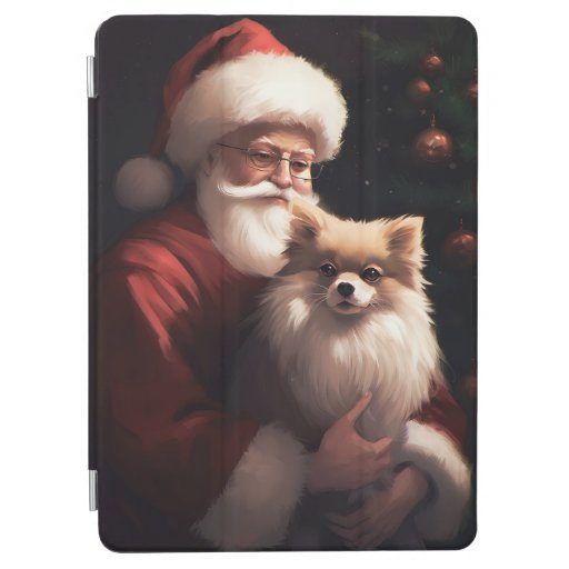 Pomeranian With Santa Claus Festive Christmas  iPad Air Cover