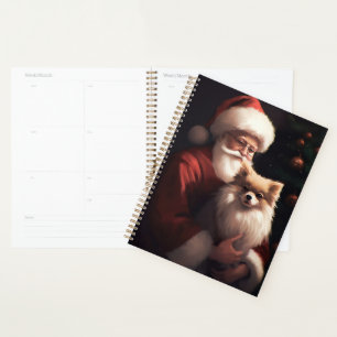 Pomeranian With Santa Claus Festive Christmas Planner