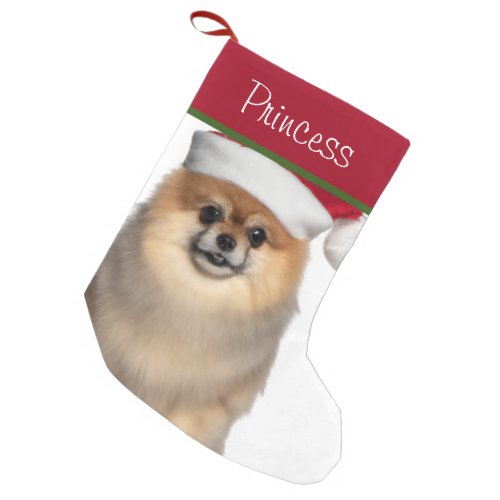 Pomeranian With Santa Hat Small Christmas Stocking
