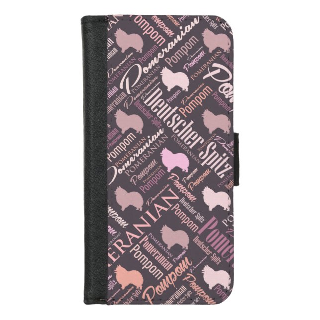 Pomeranian Word Art iPhone Wallet Case (Front)