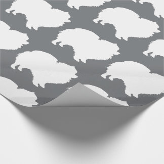 Pomeranian wrapping paper white silhouette gray