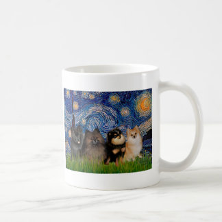 Pomeranians (four) - Starry Night Coffee Mug