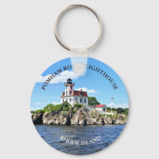 Pomham Rocks Lighthouse, Rhode Island Keychain (Front)