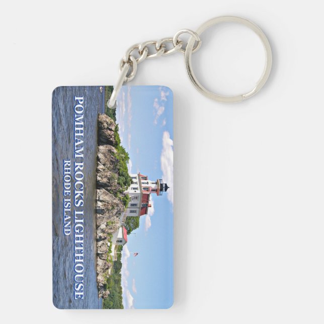 Pomham Rocks Lighthouse, Rhode Island Keychain (Back)