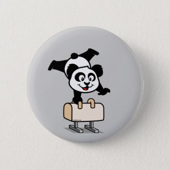Pommel Horse Panda Pinback Button by cuteunion at Zazzle