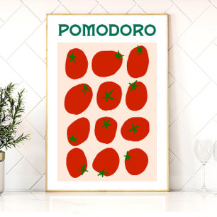 Pomodoro Italian Tomato Retro Modern Vintage Style Poster