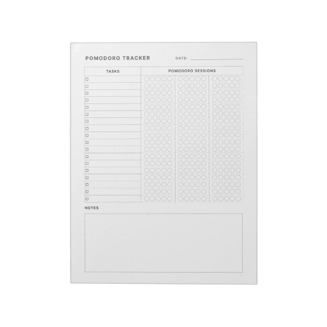 Pomodoro Study Habit Tracker Notepad (Rotated)