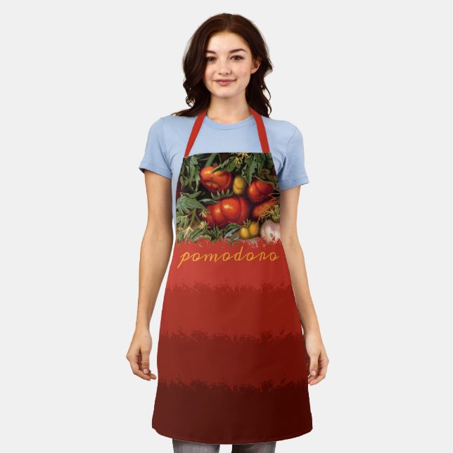 pomodoro vintage tomatoes personalized kitchen apron (Worn)