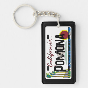 Pomona California flag license plate keychain
