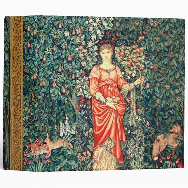 POMONA HOLDING FRUITS IN GREENERY, FOREST ANIMALS 3 RING BINDER (Front/Spine)