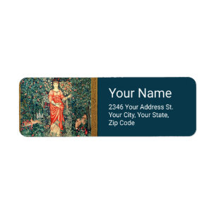 POMONA HOLDING FRUITS IN GREENERY, FOREST ANIMALS LABEL