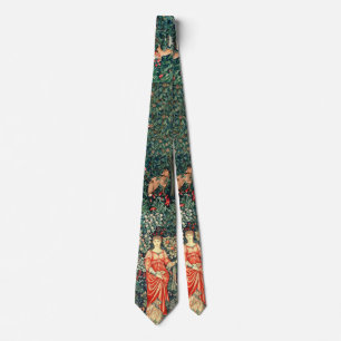 POMONA HOLDING FRUITS IN GREENERY, FOREST ANIMALS NECK TIE
