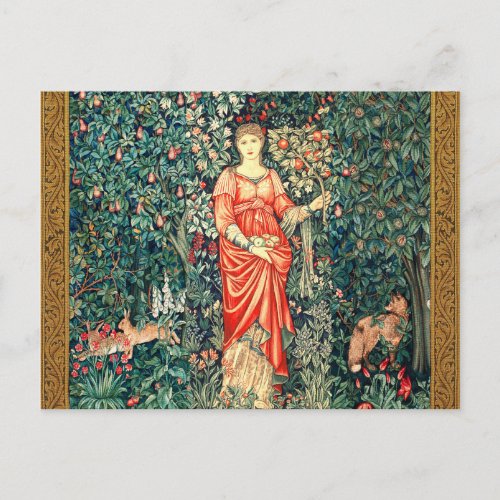 POMONA HOLDING FRUITS IN GREENERY FOREST ANIMALS  POSTCARD
