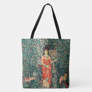 POMONA HOLDING FRUITS IN GREENERY, FOREST ANIMALS TOTE BAG