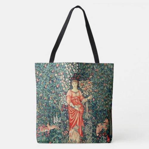 POMONA HOLDING FRUITS IN GREENERY FOREST ANIMALS  TOTE BAG