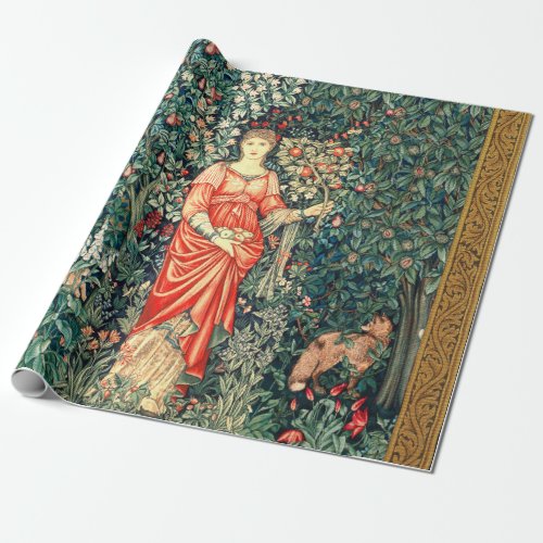 POMONA HOLDING FRUITS IN GREENERY FOREST ANIMALS WRAPPING PAPER