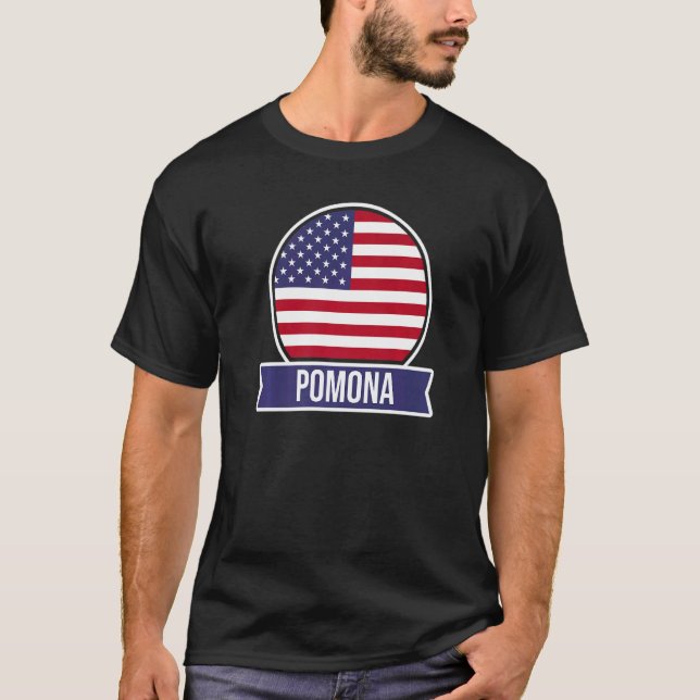 Pomona  USA  American place name US flag T-Shirt (Front)