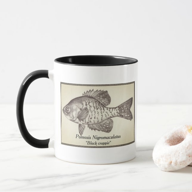 "Pomoxis" black and white mug (With Donut)