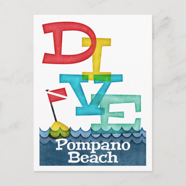 Pompano Beach Dive - Colorful Scuba Postcard (Front)