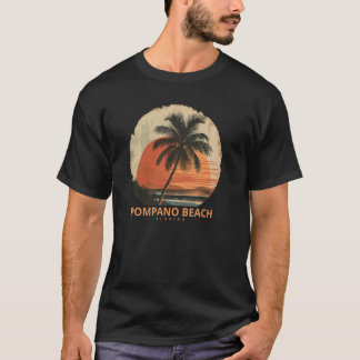 Pompano Beach Florida FL Sunset Palm Trees Family T-Shirt