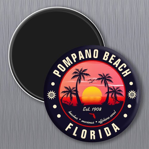 Pompano Beach Florida Retro Sunset Souvenir Magnet