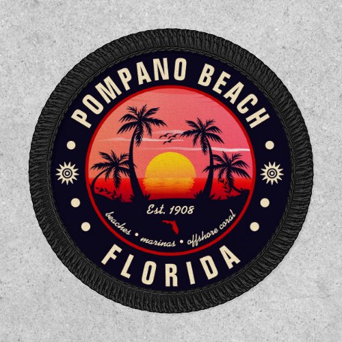 Pompano Beach Florida Retro Sunset Souvenir Patch