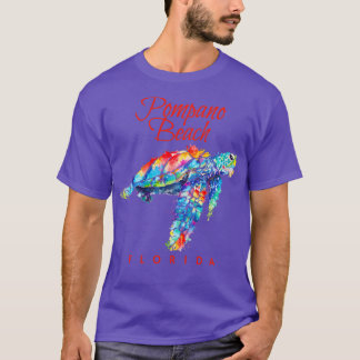 Pompano Beach Florida Watercolor Sea Turtle T-Shirt