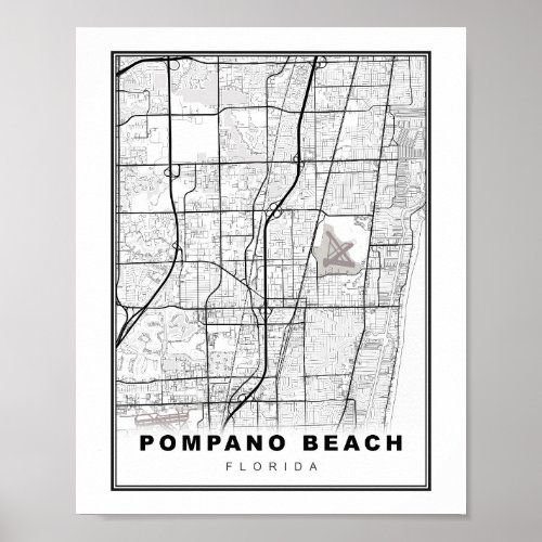 Pompano Beach Map Poster