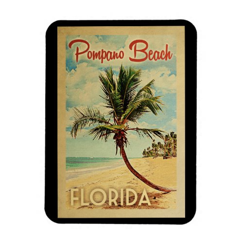 Pompano Beach Palm Tree Vintage Travel Magnet