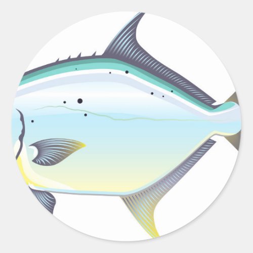 Pompano Florida fish vector illustration Classic Round Sticker