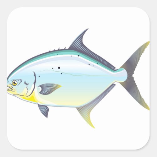 Pompano Florida fish vector illustration Square Sticker